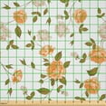 thumbnail image 2 of Ambesonne Floral Fabric by the Yard Microfiber, Roses in Vintage Colors Plot, 5 Yards, Persian Orange and Dark Khaki, 2 of 2