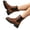 02#Brown, variant on Trendy Smoked Pipe Chelsea Booties Women's Round Toe Dual Elastic Gore Slip On Chunky Lug Platform Sole Smooth Leather British Fashion Short Ankle Footwear