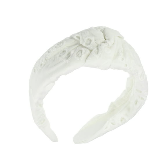 Vocoste Floral Pattern Knotted Headband Classic Casual Style Headband for Women Girl White 4.92"x1.97"