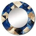 thumbnail image 2 of Designart "Tiled Symmetry In Beige And Blue" Geometric Rund Mirror For Wall Decor - Large Blue Round Printed Mirror -Modern Round Living Room Mirror - 29" x 29", 2 of 6