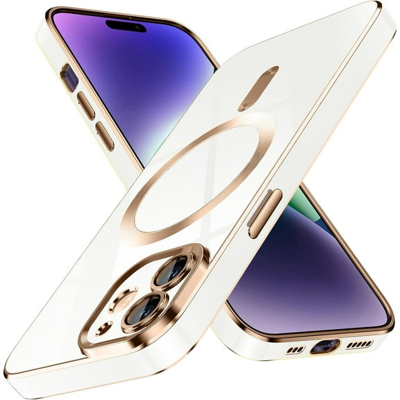 for iPhone 12 Case,[Compatible with Magsafe],[10 FT Military Grade Drop Protection][Anti Yellowing] Slim Soft TPU Luxury Protective Phone Case for 14 Pro Max -White 8-IP12-02