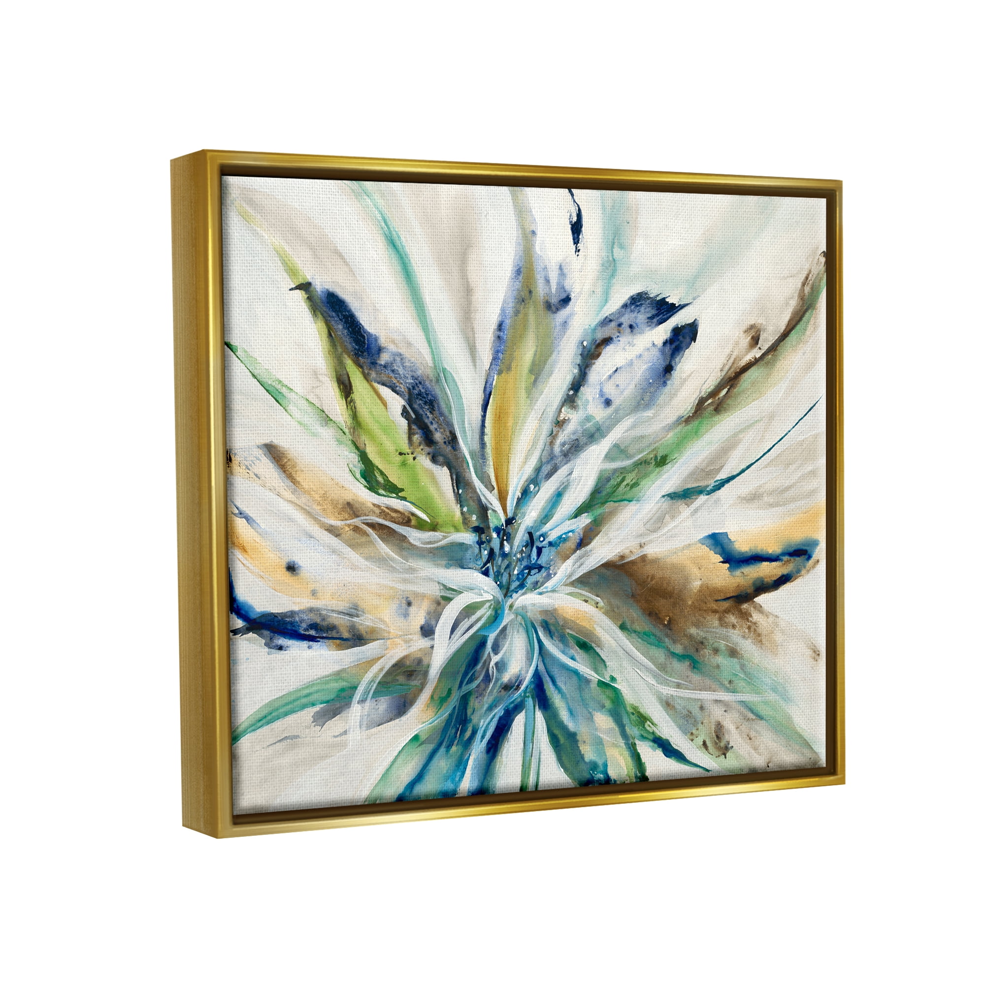 Stupell Industries Abstract Botanical Petals Botanical & Floral Painting Gold Floater Framed Art Print Wall Art, 31 x 25