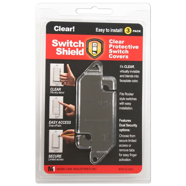 Switch Shield ON Clear Dual Option, Rocker Style, Light Switch Guards