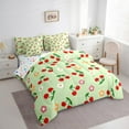 thumbnail image 3 of Manfei Cute Cherry Flowers 7 Pieces Bedding Comforter Set,Sweet Cherry Theme Full Bedding Set,Green Red Fitted Sheet Flat Sheet For Girls Kids,Luxury Bedroom Decor Reversible, 3 of 8
