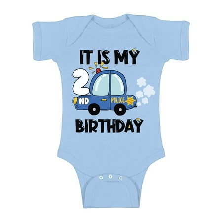 

Awkward Styles My 2nd Birthday Baby Bodysuit Police Car Romper Future Policeman Top
