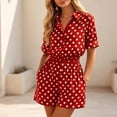 thumbnail image 6 of Muscularfit Polka Dot Set 2 Piece Sets for Women Going Out Cut-off Travel Sets Set Collared Red Short Sleeve Womens Short Sets 2 Piece Outfits,XXL, 6 of 9