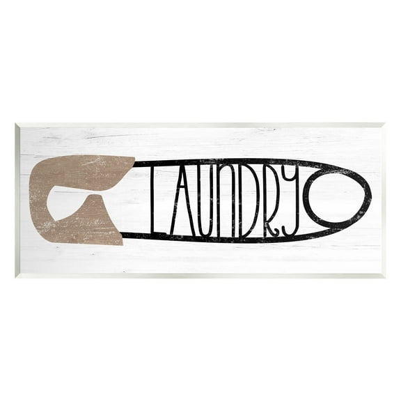Stupell Rustic Laundry Clothespin Shape Typography Painting Wall Plaque Unframed Art Print Wall Art