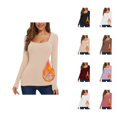 thumbnail image 1 of Chemises à Manches Longues pour Femmes 2026 Automne Hiver Basique Col Carré Ajusté Respirant T-Shirts, 1 of 7