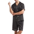 thumbnail image 5 of Hanerdun Men 2PCS Pajamas Set Male Button Homewear Summer Loungewear Black L, 5 of 5