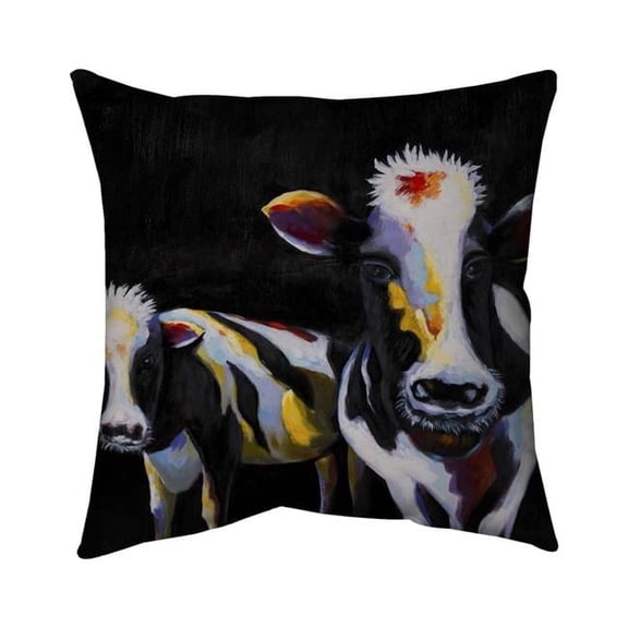 Begin Home Decor 5541-1616-AN120 16 x 16 in. White Contemporary Pillow - Two Funny Cows Home Decor