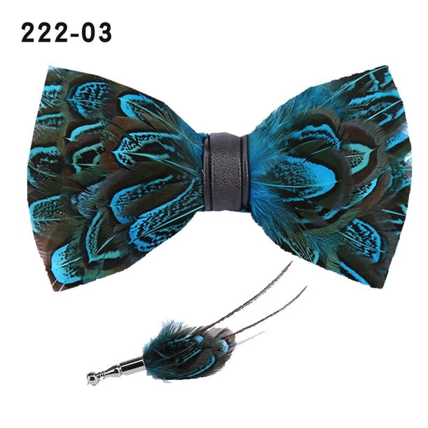 Banquete pajarita para hombres mujeres boda moda pajarita broche Pin combinado pluma colorida Pin fiesta pajarita accesorios de plumas yaoshenbao CONDUJO