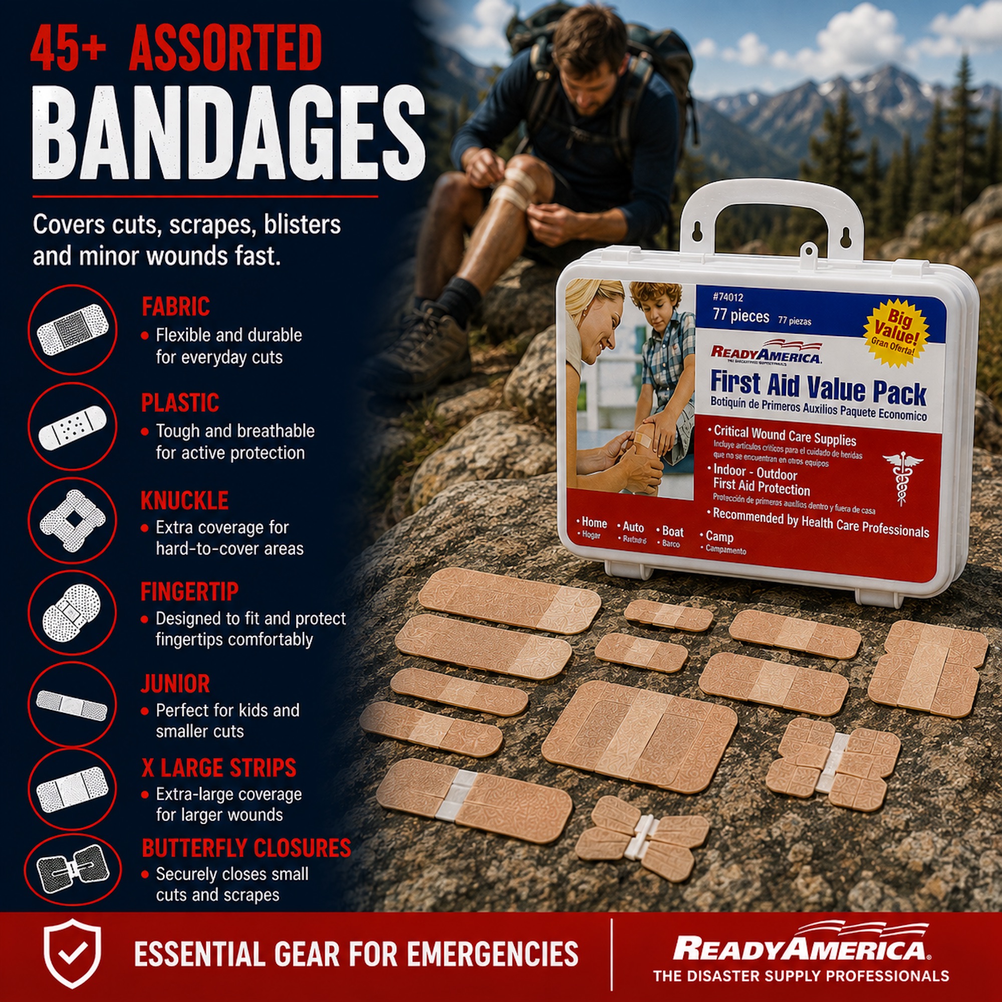 Ready America 77-Piece First Aid Kit Value Pack photo 6