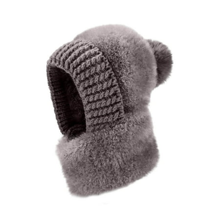 Eespoir 3 In 1 Knitting Hat With Scarf And Mask Warm Knit Balaclava Mask Windproof Neck Gaiter Hat For Running Hiking Fishing Winter Sports Unisex Cold Gear(C)