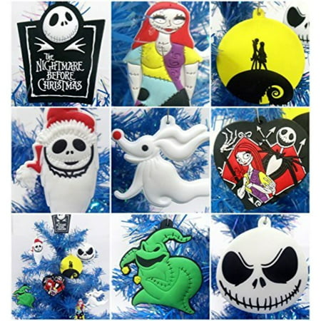 nightmare before christmas 8 piece christmas tree ornament set featuring jack skellington and friends - around 2.5