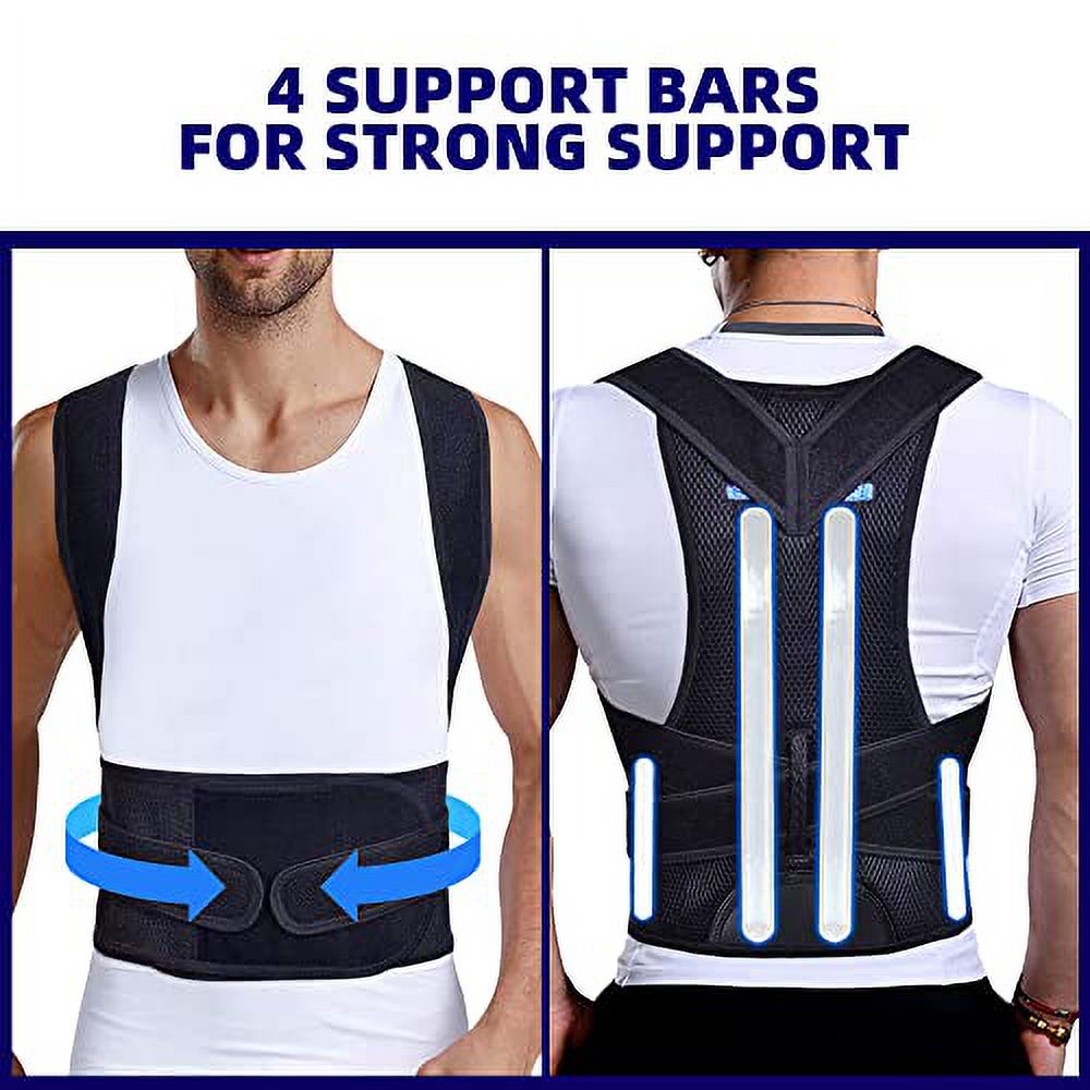TYPPKMM Posture Corrector for Men and Women, Adjustable Back Brace for Shoulder and Spine Support, Black