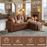 LLappuil Sectional Sofa, 71 Sectional Couch Convertible Sofa Bed, Pull Out Sofa Bed Full Size with Storage Chaise for Living Room, Foil Fabric Brown