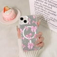 thumbnail image 3 of Compatible with iPhone 15 Case Cute Bow Knot Pattern Compatible with MagSafe Silver for Women Girls Pink Ribbon Shockproof Protective Phone Cover, 3 of 14