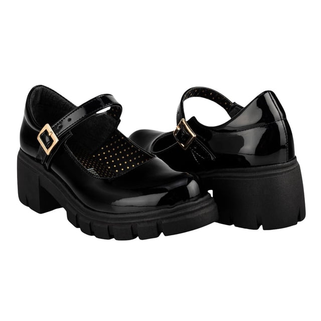Zapato Escolar Tacón Mary-Jane Dama Happy Shoes 07427 negro 26.0
