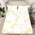 thumbnail image 2 of jejeloiu Yellow Cute Bowknot Twin Sheet Sets,Kawaii Bow Tie Twin Fitted Sheet,Chic Ribbon Bowtie Flat Sheet For Girls,Microfiber Bedroom Decor,3 Pieces, 2 of 7