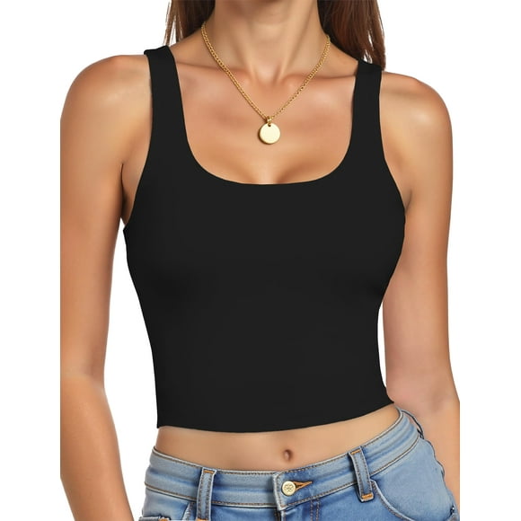 Crop Top AURUZA Mujer Sin Mangas Tirantes Negro