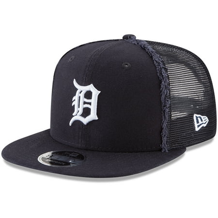 Tiger Print Hat - Detroit Tigers New Era Trucker Worn 9FIFTY Snapback Adjustable Hat - Navy - OSFA