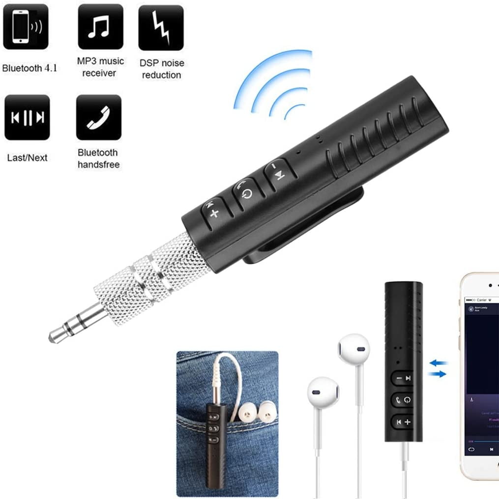 Mini Wireless Bluetooth Car Kit Hands 3.5mm Jack AUX Audio Receiver Adapter NEW 
