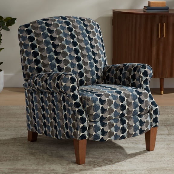 Kensington Hill Morris Bubbles Ink Blue Push-Thru Recliner