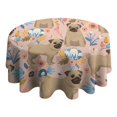 thumbnail image 4 of Bulldog Dog and Flower Florals Round Tablecloth 60"x60",Wrinkle Wipeable Table Cloth for Kitchen Dining Room Picnic Patio Party, 4 of 6