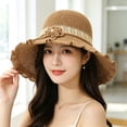thumbnail image 4 of Harpily Fisherman Hats for Women Hollow Out Woven Air Permeable Large Brim Summer UV Protection Hat for Outdoor Activities, 4 of 4