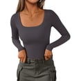 thumbnail image 1 of Remera PRETTYGARDEN de Canalé Manga Larga Cuello Redondo XL Gris Oscuro, 1 of 5
