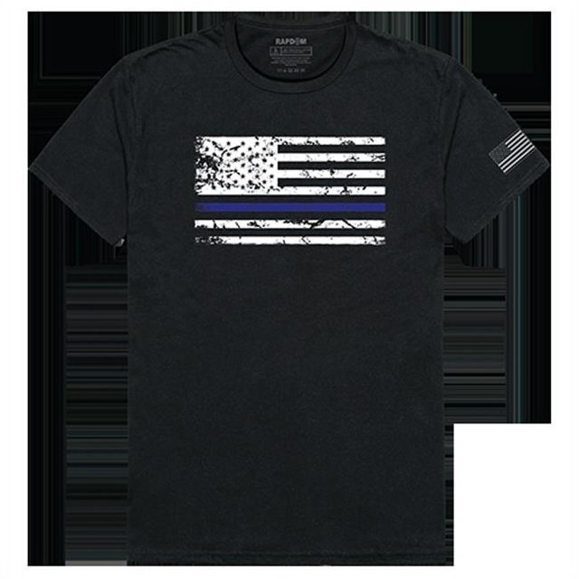 Thin Blue Line Flag Tactique Graphiques Tee&44; Noir - Grand