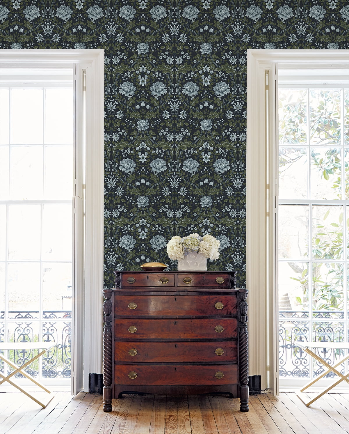 Nextwall Blue & Sage Honeysuckle Trail Peel And Stick Wallpaper - 20.9 in. W x 18 ft. L Roll