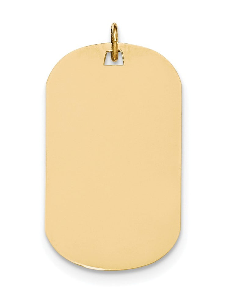 14K Yellow Gold Plain .035 Gauge Engraveable Dog Tag Disc Charm ...