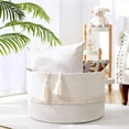 thumbnail image 3 of 67L Large Blanket Basket, 20"x13" Woven Storage Baskets With Handle, Cotton Rope Blanket Basket Living Room, Baby Laundry hamper for Blanket, Nursery, Toy, Pillow (White), 3 of 12