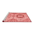 thumbnail image 2 of Ahgly Company Machine Washable Indoor Round Abstract Red Modern Area Rugs, 7' Round, 2 of 4