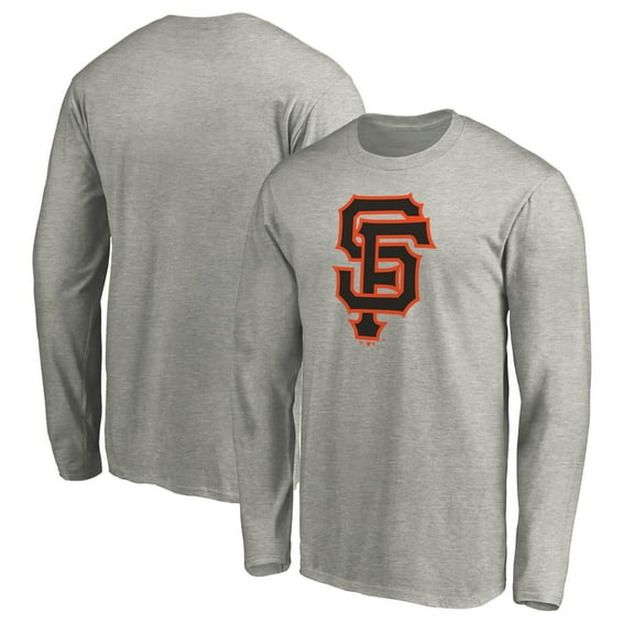 Men's Heather Gray San Francisco Giants Official Team Logo Long Sleeve T-Shirt