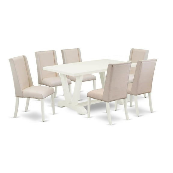 East West Furniture V026FL201-7 - 7-Piece Kitchen Table Set - 6 Parson Chairs and Dinner Table Hardwood Structure