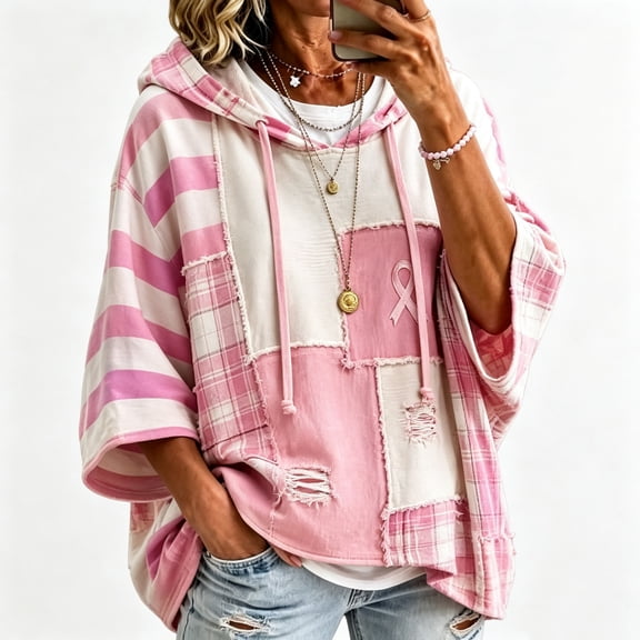 Women Oversized Tunic Drawstring Sweaters Fall Slouchy 3/4 Sleeve Soft and Comfort Casual Pullover, S