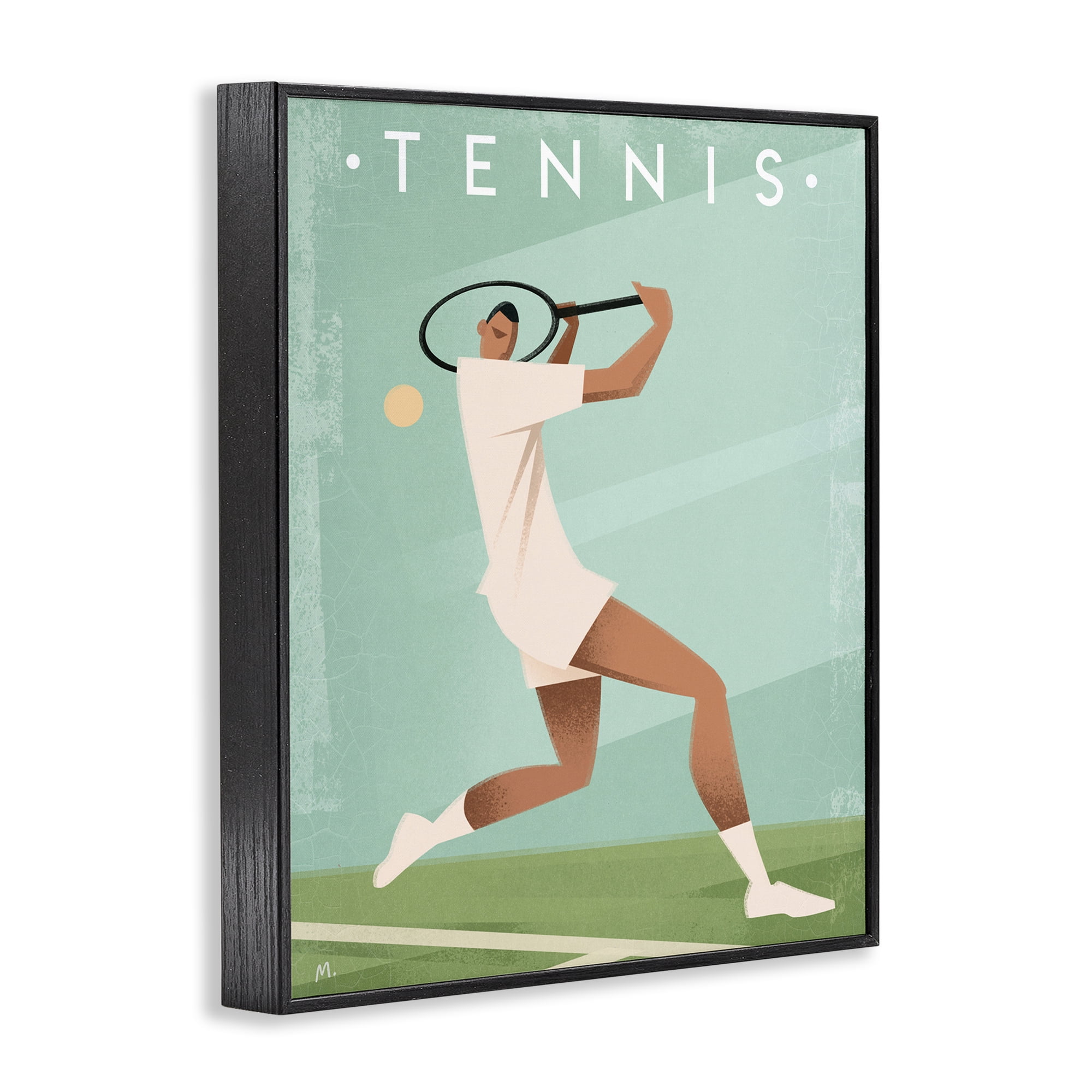 Stupell Industries Vintage Tennis Swing Black Framed Giclee Art, design by Martin Wickstrom