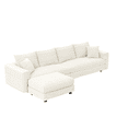 thumbnail image 3 of CARZZI LIFE 102.4'' Oversized Corduroy Couch, Modular Sectional Sofa with Ottoman, Upholstered 4 Deep Seat L Shape Sofa, Convertible Cloud Couches with Chaise Lounge for Living Room, Apartment, White, 3 of 13