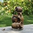 thumbnail image 4 of LuxenHome Brown Urns Resin Outdoor Fountain with Lights, 4 of 10