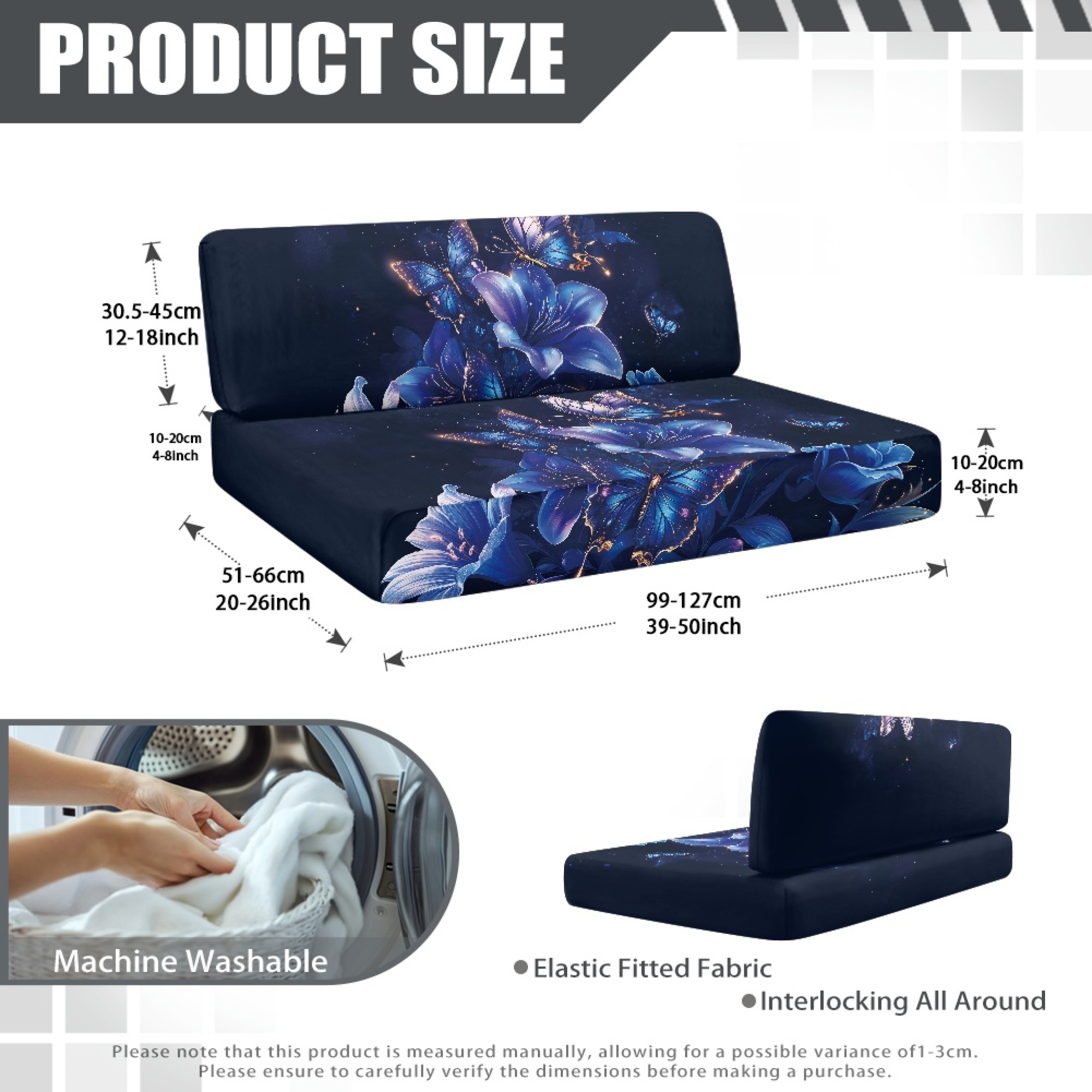 FOR U DESIGNS Butterfly Lily Pattern 2 Pieces RV Dinette Cushion Covers,Washable Camper Cushion Slipcovers Replacement Sofa Cushions Slipcovers for Travel Trailer Couch