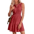 thumbnail image 2 of Admvng Dress for Women Smocked Waist Sleeveless V Neck Casual Summer Comfortable All Occasion Dresses, 2 of 9