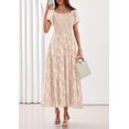 thumbnail image 3 of PRETTYGARDEN Women's Summer Boho Maxi Dresses Floral Short Sleeve Square Neck Smocked Flowy Long Dress Vacation Outfits, 3 of 10