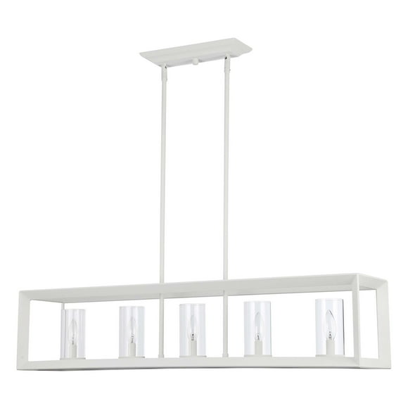 Golden Lighting 2073-Lp-Clr Smyth 5 Light 9" Wide Taper Candle Linear Pendant - White