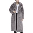 thumbnail image 3 of Juebong Long Winter Coats for Women Fleece Cardigans Oversized Fuzzy Warm Jacket Casual Button Sherpa Jackets Soft Outwear with Belt Pockets Gray,S, 3 of 7