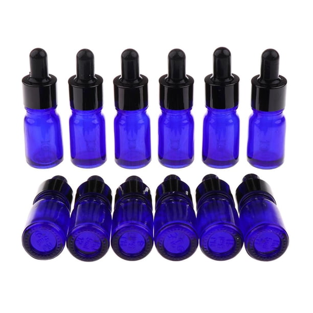 12 botellas de vidrio vacías rellenables con gotero de 5, 10 y 15 ml 5ML
