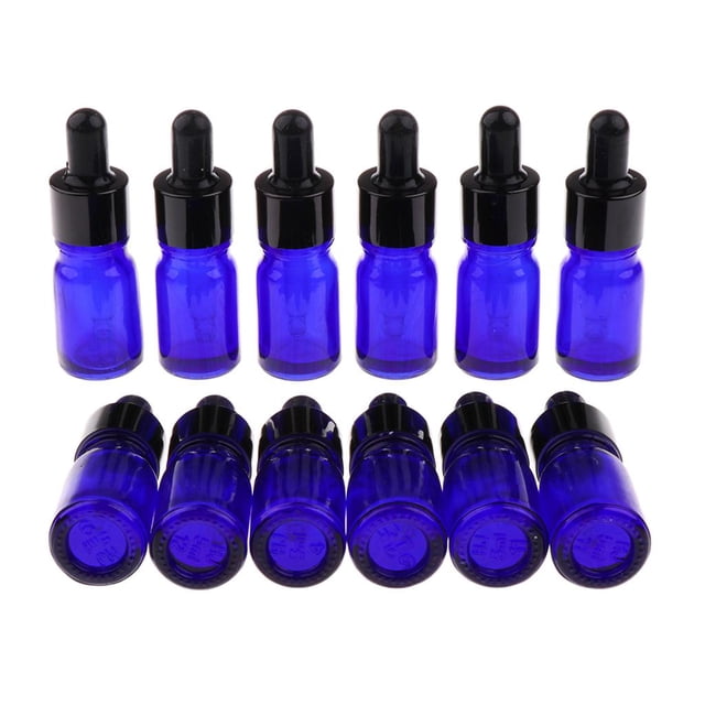 12 pcs de botellas de para Guardar Aceite Suero crema Bricolaje Maquillaje de Azul - 5ML Yinane Botellas vacías del aceite esencial