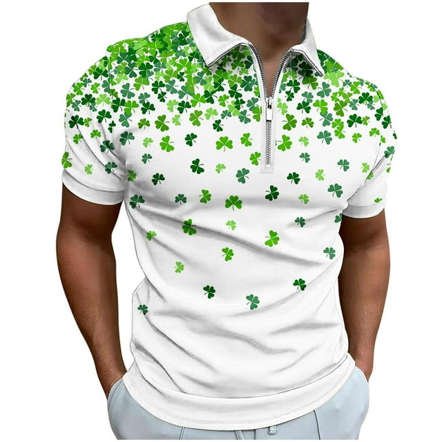 Camisetas de Manga Larga para Hombres Casual Impreso Girar Abajo Cuello Cremallera Camiseta, Cuatro Estaciones Blusa de Moda para el Hogar Y Diario