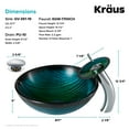 thumbnail image 5 of KRAUS Nature Series Green Glass Bathroom Vessel Sink and Waterfall Faucet Combo Set with Matching Disk and Pop-Up Drain, Chrome Finish, 5 of 8